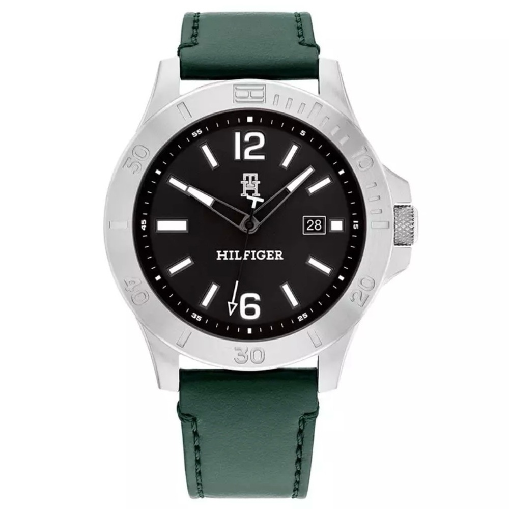 $189 Watch Tommy Hilfiger 1710531 ryan le man 46mm stainless steel Green NIB